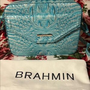 Brahmin Turquoise Embossed Crossbody Bag